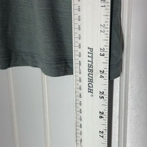 Kim & Cami Puff Sleeve Top M Sage Green Blouse Textured Knit Chiffon Sleeves - Picture 6 of 7